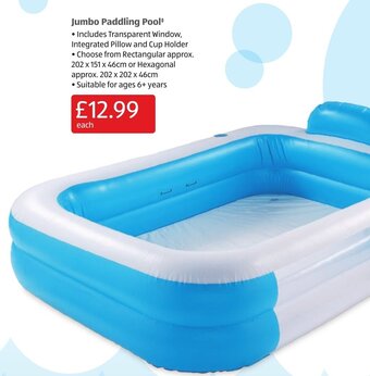 Aldi Jumbo Paddling Pool offer