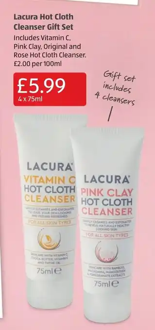 Aldi Lacura Hot Cloth Cleanser Gift Set 4x75ml offer
