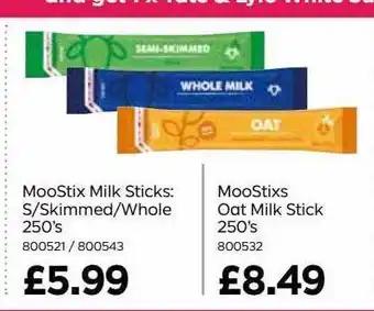 Bestway Moostix milk sticks : s-skimmed-whole, moostixs oat milk stick offer