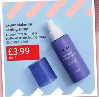 Aldi Lacura Make up Setting Spray 110ml offer