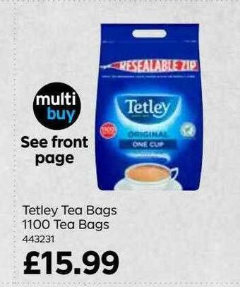 Bestway Tetley tea bags 1100 tea bags offer