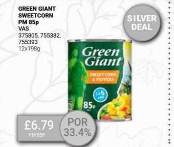Bestway Green giant sweetcorn offer