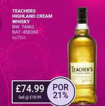 Bestway Teachers highland cream whisky offer
