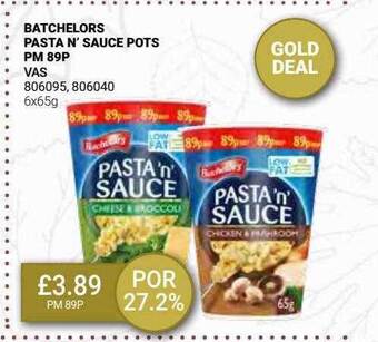 Bestway Batchelors pasta n'sauce pots offer