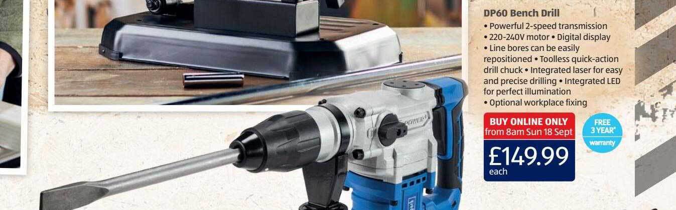 Dp60 bench drill offer at Aldi