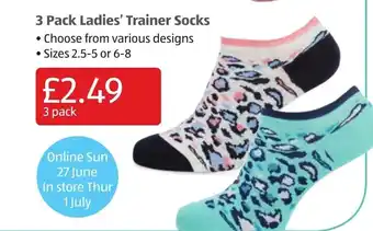 Aldi 3 Pack Ladies Trainer Socks offer