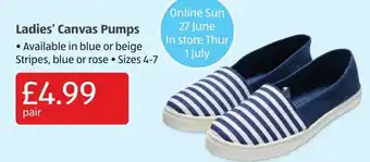 Aldi Ladies Canvas Pumps offer