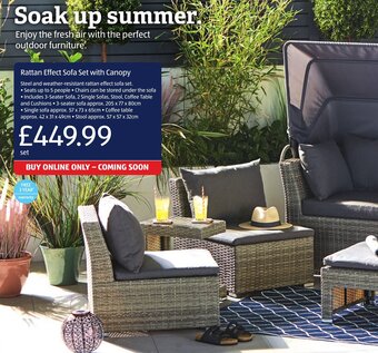 Aldi Rattan Effect Sofa Set with canopy offer