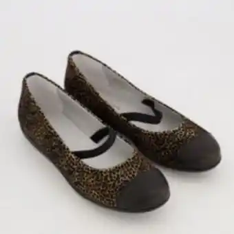 TK Maxx Brown & black leather animal spot ballerinas offer