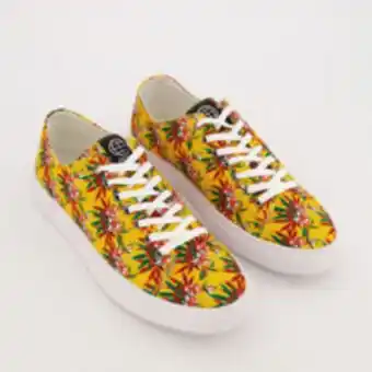 TK Maxx Yellow hisbiscus floral canvas trainers offer