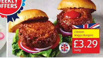 Aldi 2 British wagyu Burgers 340g offer