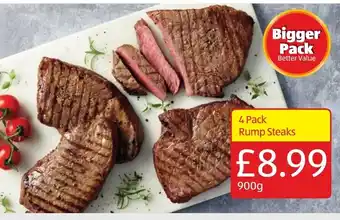 Aldi 4 Pack Rump Steaks 900g offer