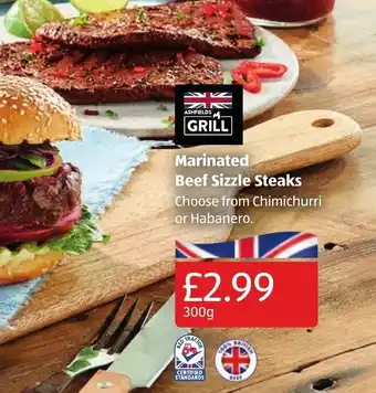 Aldi Marinated Beef Sizzle Steaks 300g offer