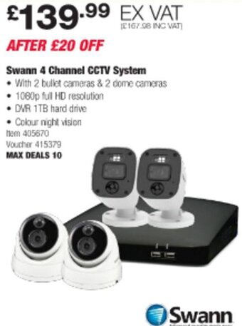 Costco Swann 4 Channel CCTV System offer