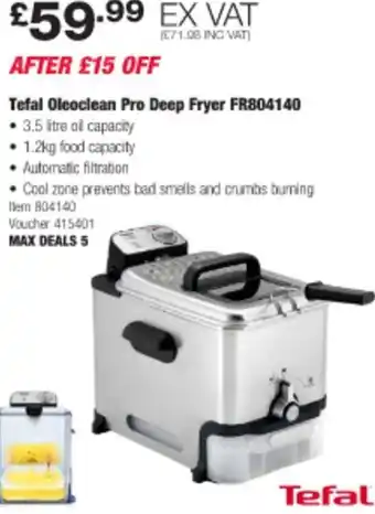 Costco Tefal Oleociean Pro Deep Fryer FR804140 offer