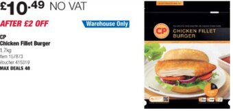 Costco CP Chicken Fillet Burger 1.7kg offer