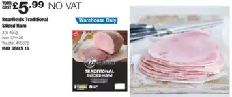 Costco Bearfields Traditional Sliced Ham 2 x 450g offer