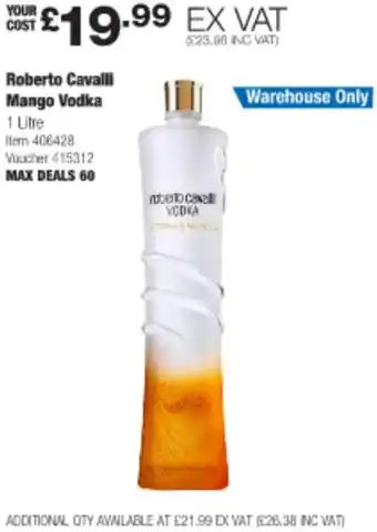 Costco Roberto Cavalli Mango Vodka 1 Litre offer