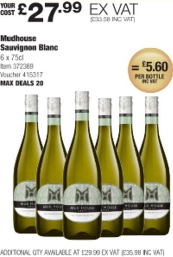 Costco Mudhouse Sauvignon Blanc 6 x 75cl offer