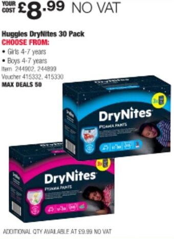 Costco Huggies DryNites 30 Pack offer