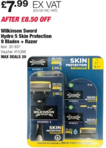 Costco Wilkinson Sword Hydro 5 Skin Protection 9 Blades + Razor offer