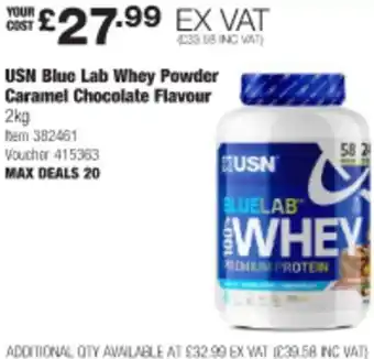 Costco USN Blue Lab Whey Powder Caramel Chocolate Flavour 2 kg offer