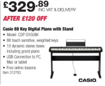 Costco Casio 88 Key Digital Piano with Stand offer