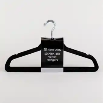 Home Bargains Home utility 10 non-slip velvet hangers - black offer
