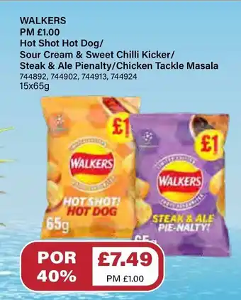Bestway Walkers Hot Shot Hot Dog/ Sour Cream & Sweet Chilli Kicker/ Steak & Ale Pienalty/ Chicken Tackle Masala offer