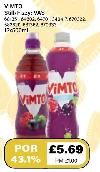 Bestway Vimto Still/ Fizzy: VAS 500ml offer