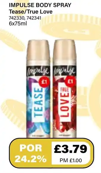 Bestway Impulse Body Spray Tease/ True love 75ml offer