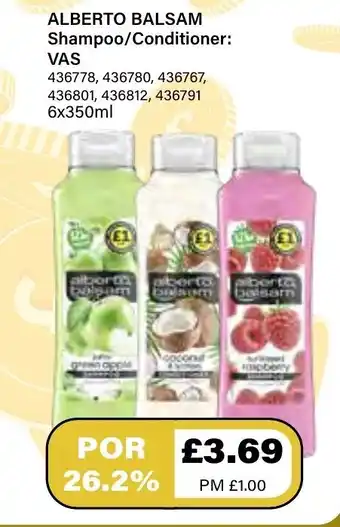 Bestway Alberto Balsam Shampoo/ Condicioner: VAS 50ml offer