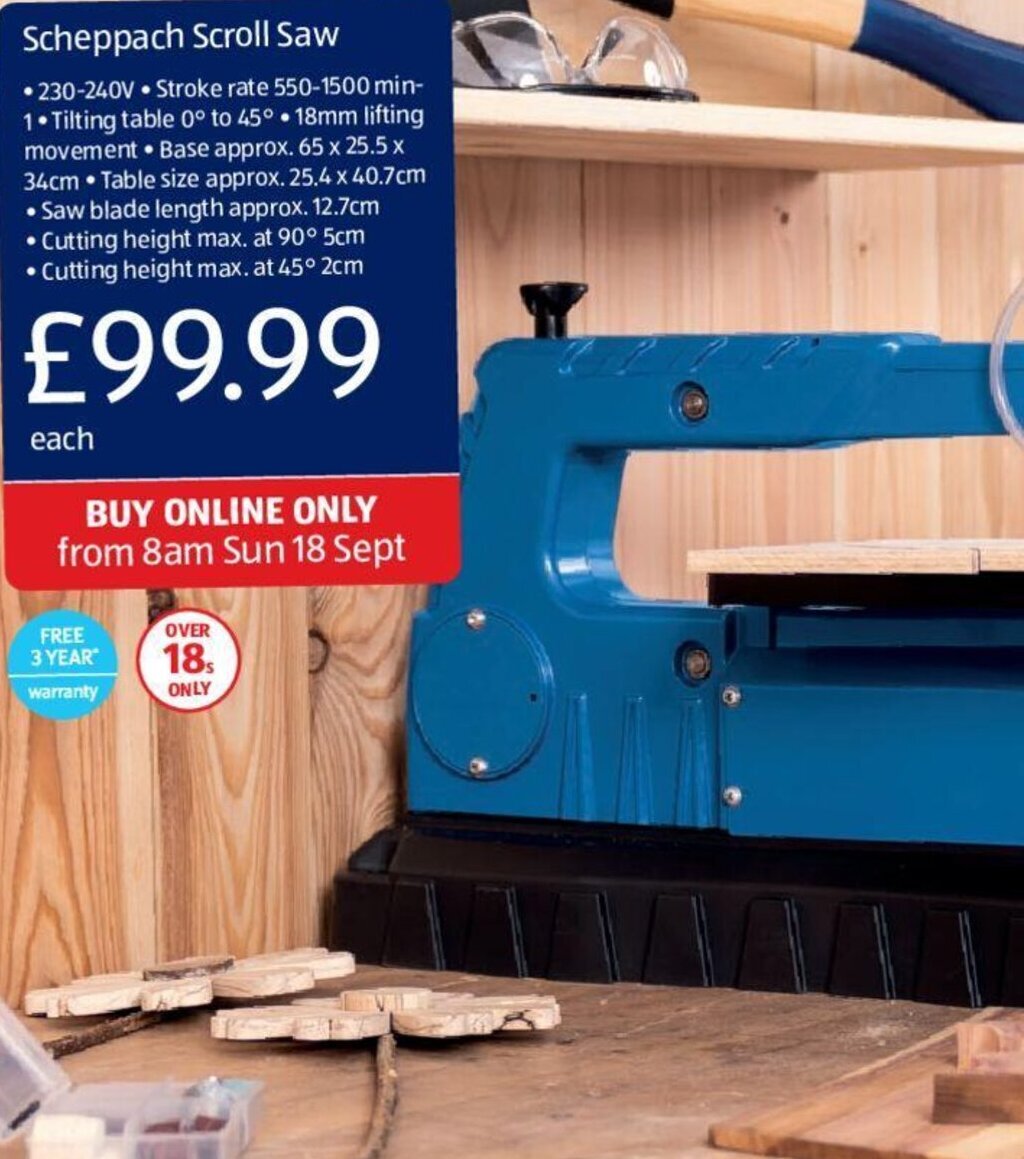 Scheppach Scroll Saw offer at Aldi