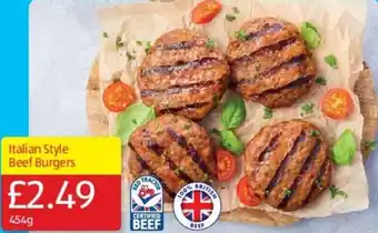 Aldi Italian Style Beef Burgers 454g offer