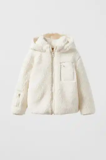 ZARA Faux shearling jacket with contrast pockets offer