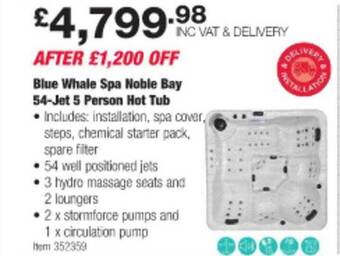 Costco Blue whale spa noble bay 54-jet 5 person hot tub offer
