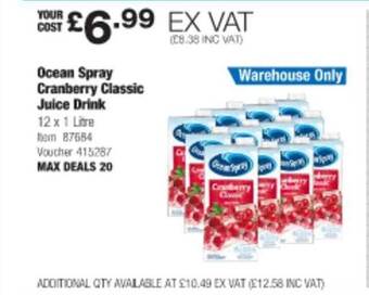 Costco Ocean spray cranberry classic juice drink offer