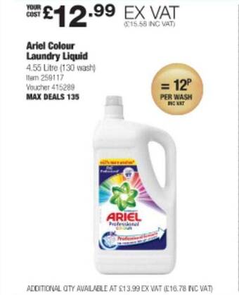 Costco Ariel colour laundry liquid offer