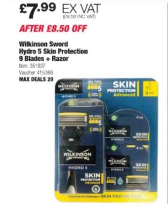 Costco Wilkinson sword hydro 5 skin protection 9 blades + razor offer