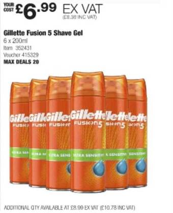 Costco Gillette fusion 5 shave gel offer
