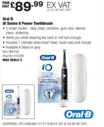 Costco Oral b io series 6 power toothbrush offer