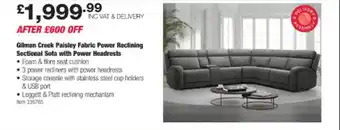 Costco Gilman creek paisley fabric power reclining sectional sofa with power headrests offer