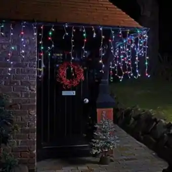 Home Bargains Prestige: 600 mains operated gutter icicle lights - multi-coloured offer