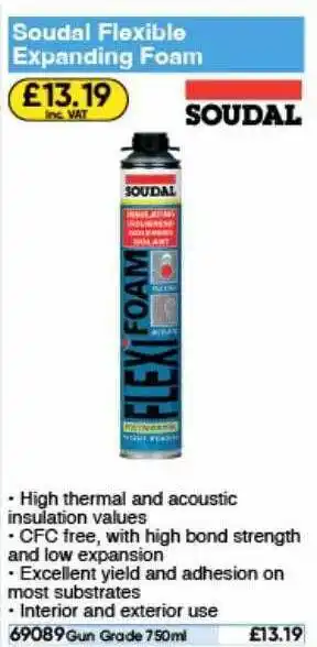 Toolstation Soudal flexible expanding foam offer