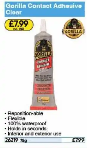 Toolstation Gorilla contact adhesive clear offer