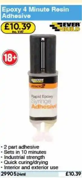Toolstation Epoxy 4 minture resin adhesive ever build offer