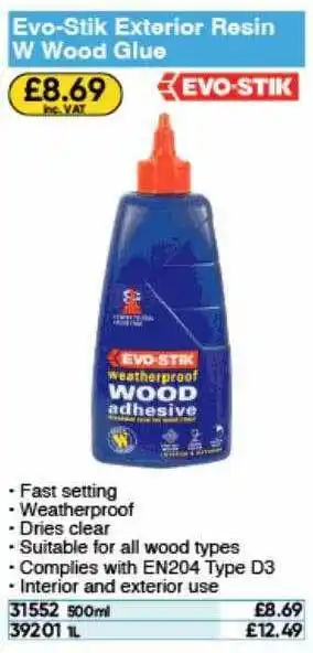 Toolstation Evo-stik exterior resin w wood glue offer