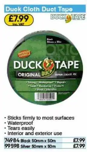 Toolstation Duck cloth duct tape offer