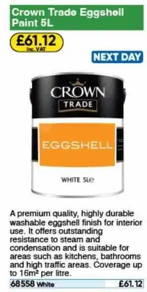 Toolstation Crown trade eggshell paint 5l offer