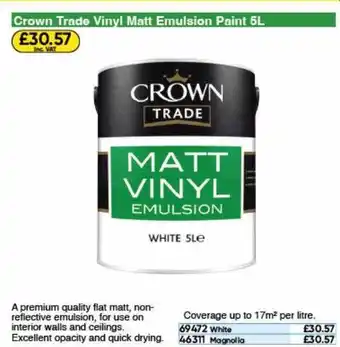 Toolstation Crown trade vinyl matt emulsion paint 5l offer
